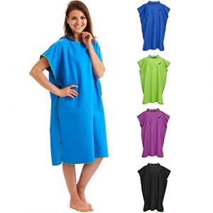 Fit-Flip Poncho de Surf Microfibre Femme et Homme &ndash; Serviette de Poncho Plage Adulte &ndash; pour la Natation, de Bain &ndash; Cabine pour Piscine &ndash; Taille: L, Bleu - Vert (Paraboo, neuf)