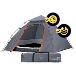 Lumaland Tente de Camping D&ocirc;me Pop-up l&eacute;g&egrave;re 3 Personnes Camping Festival 215 x 195 x 120 cm Gris (DS e-Sales GmbH, neuf)