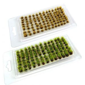 Woohome 208 PCS Statiques Herbe Toufts, Touffe d'herbe Statique Herbe Artificielle Modèle pour Paysage, Train, Chemin de Fer, Sable, Disposition Militaire (CXiong, neuf)