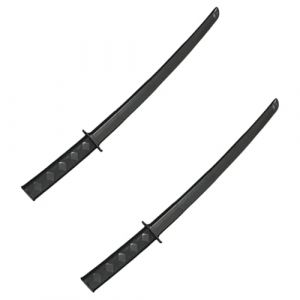 JAWUZ 2 PCS &Eacute;p&eacute;e t&eacute;lescopique imprim&eacute;e en 3D, Jouet Katana Fidget imprim&eacute; en 3D, mod&egrave;le d'&eacute;p&eacute;e de samoura&iuml; r&eacute;tractable par gravit&eacute; imprim&eacute; en 3D, Jouet de samoura&iuml; r&eacute;tractable en Plastique(Noir) (STAR DUANYUYU, neuf)