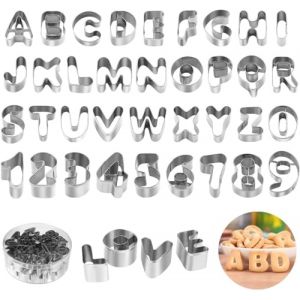 joyoldelf Lot de 36 Emporte Piece Lettre Alphabet, Emporte Piece Patisserie en Acier Inoxydable avec Boîte de Rangement Durable pour Décoration de Gâteau Pâte à Sucre Biscuit Cookie (DOUKOU Store, neuf)
