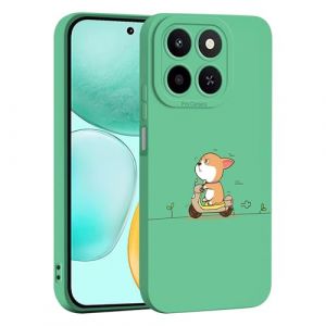 ILING Liquide Silicone Coque pour Honor 400 Smart/Honor X7d, Tr&egrave;s Mince &Eacute;l&eacute;gante Fleurs et Anim&eacute;s Mignons Design &Eacute;tui, Mat Doux TPU Bumper Antichoc Femme Housse (Vert Q10) (Wanten, neuf)