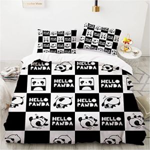 Wintdeer Housse Couette Panda Géant，100% Microfibre Housse de Couette 200x200cm avec 2 Taies d'oreiller 65x65cm，Parure de Lit 2 Personnes,Impression Numérique 3D,Ne S'estompe Pas,Panda#A4 (WINTDEER, neuf)