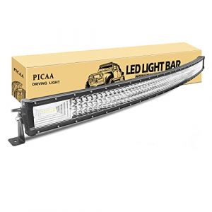 PICAA Barre lumineuse LED 7D &agrave; trois rang&eacute;es de 132,1 cm 675 W - Faisceau combin&eacute; &eacute;troit incurv&eacute; pour voiture, camion, conduite tout-terrain, SUV UTE 4WD 12 V 24 V - Lampe de travail &eacute;tanche 6000 K (BEISHUO-UK, neuf)