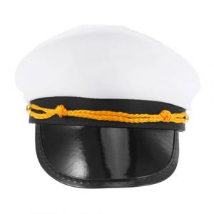 DEARMAMY chapeau de chapeaux de pour hommes costume de hommes chapeau de marin de yacht chapeaux de marin accessoires de costume de marin polyester blanche (Telinei, neuf)