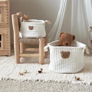 2PCS Panier de Rangement Bebe Organisateur Tissus Pliable Panier Rangement Bébé Ours Corbeille de Rangement Enfant Panier Deco Fille Garcon Chambre (Nordic Ideas, neuf)
