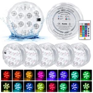 BORDEAG Éclairage de piscine sous-marin avec télécommande, 6 LED sous-marines, 16 couleurs changeantes, éclairage de piscine LED, éclairage de bassin étanche (CEANNA, neuf)