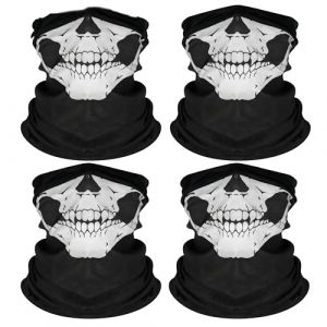HO-SFSM 4 Pi&egrave;ces Masque de Cr&acirc;ne, Masque de Moto Multifonction T&ecirc;te de Mort pour Ski, Moto, V&eacute;lo, Randonn&eacute;e (Noir) (shufangshangmao, neuf)