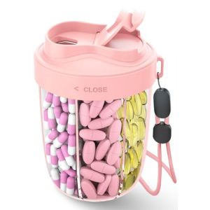 Pilulier Semainier 7 Jours,Pillulier Avec 7 Grands Compartiments,Pilulier Voyage Compartiments Avec De Grands Espaces S&eacute;Par&eacute;S,Design Anti-M&eacute;Lange Et Large Ouverture, Comprend 20 Autocollants（Rose） (NAVIKIA, neuf)