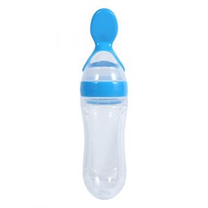 1Pc 90mL Cuillère de Distribution D'aliments pour Bébé en Silicone Nourrisson à Presser pour Fruits pour Enfants Tout-petits Garçons Fille(Bleu) Mangeoire pour Bébé Spoons (Yokuna eu, neuf)