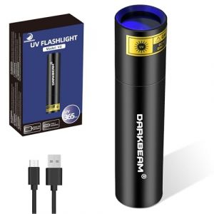 DARKBEAM Lampe Torche UV 365nm Lumière Noire, Mini Lampes de Poche Puissante USB Rechargeable, Lampe Wood LED ultraviolette, Détecteur pour Urine, Ambré, Roches, Verre d'Uranium, Résine, V4 (DARKBEAM, neuf)