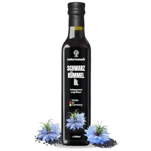 naturwunsch Huile de nigelle 1000 ml, non filtrée, pressée à froid, fraîchement fabriquée en Allemagne – Graines égyptiennes de Nigella sativa (Hayaton, neuf)