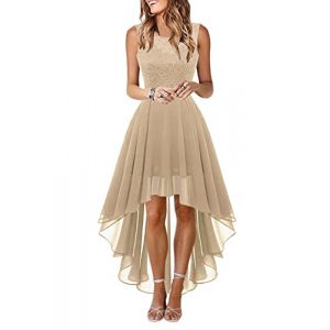 Onsoyours Robe de Cocktail Femme Longue Robes Soir&eacute;e en Dentelle Mousseline de Soie Robes Chic El&eacute;gant sans Manches Sexy Robe Asym&eacute;trique B Kaki 3XL (Lonwell Fashion, neuf)