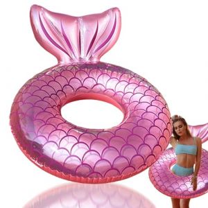 90cm Bouée de Natation Sirène Rose,Bouée Piscine Gonflable Enfant Adultes,Anneau de Natation Gonflable Sirène Queue Poisson,PVC Bouée Piscine pour Fille Les Femmes Fêtes D'été sur La Plage Piscine (Cerf Courtaud, neuf)
