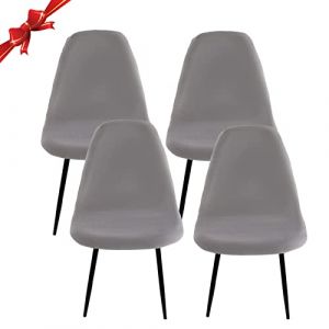 Jaotto Housse de Chaise Scandinave Lot de 4, Housse de Chaise de Salle à Manger Scandinaves Extensible,Jacquard Diagonal Couverture de Chaise Élastique Universel pour Décoration de Maison,Gris Argent (Jaotto, neuf)