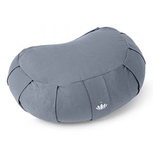 LOTUSCRAFTS Zafu coussin de méditation, hauteur d'assise 15 cm, modèle Siddah demi-lune, coussin de yoga, yoga bolster, housse en coton lavable, rembourrage d'épeautre, Certifié GOTS (Lotuscrafts, neuf)