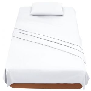 FARFALLAROSSA Parure De Lit 120x190/200 3 Pièces en Microfibre - Drap Housse 120x200 cm - Drap Plat 1 Personne 180x280 cm - 1 Taie d'oreiller 50x80 - Blanc (MediaMinds, neuf)