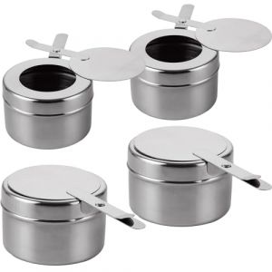 GBACHOOSE 4 Pièces Récipients à Pâte Combustible, Réchaud Fondue Brûleur à Alcool, Brûleur Chafing Dish en Acier Inoxydable, Récipients à Pâte Combustible pour Buffet, Fondue, Camping (GBACHOOSE, neuf)