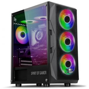 Spirit Of Gamer - Boitier PC Gamer RGB, 6 Ventilateurs 120 mm ARGB Inclus, Compatible mATX, Moyen Tour Gaming Vide avec Paroi Latérale en Verre Trempé, Optimisé pour Le Refroidissement - Rogue 7 (SOLIS HOLDING, neuf)
