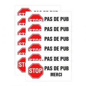 Finoly Stop Pub Pack 12 Unités | Pas de Pub Merci est Imperméable | Autocollant Stop Pub Boite aux Lettres 4x8 cm | Stop Pub Boite aux Lettres Autocollant | Stickers Pas de Publicité Boite (AyR Shop, neuf)