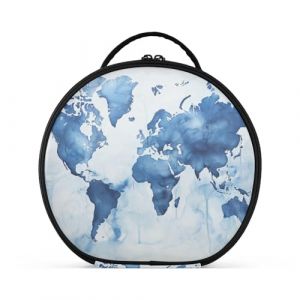 Art Aquarelle Bleu Cr&eacute;ativit&eacute; Trousse Sac Cosm&eacute;tique Circulaire de Maquillage Pochette Sacs avec Cloisons Amovibles pour Voyage Filles (HULAHULA, neuf)