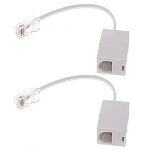 eMagTech 2pcs RJ11 vers RJ45 Convertisseur Adaptateur T&eacute;l&eacute;phone R&eacute;partiteur T&eacute;l&eacute;phone J11(6P4C) Femelle vers RJ45(8P8C) M&acirc;le C&acirc;ble Cordon Brancher et Utiliser 145mm, Blanc (eMagTech, neuf)