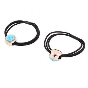 Ruilogod Lot de 2 bandeaux &eacute;lastiques en plastique avec motif floral pour fille, queue de cheval, bleu (id:1d 7d2 af cef 96a (DWD-union, neuf)