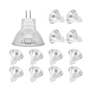 Simusi Ampoules Halogènes MR11(Pack de 12),Lampe Halogène GU4 12V 35W, Ampoule Mr11 GU4 Dimmable Couvercle en Verre pour Plafonnier, 2 Broches Ampoule Halogene 2700K Blanc Chaud (TOMOOO, neuf)