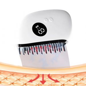 Brosse Massage Cuir Chevelu - 8cm Peigne Ļaser - Peigne Lumi&egrave;re Rouge | Neuf Niveaux Vibration - Rechargeable USB | Stimulation Circulation | Soin Huile, Maison, Voyage (JingRichShop, neuf)