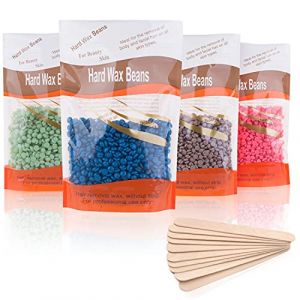 Perles de Cire, Perles de Cire Dure Professionnelle pour l'épilation 400g avec 10 Bâtons en Bois - Maillot Brésilien Visage Jambes Sourcils Indolore Cadeaux pour Femmes et Hommes (ZHONGJINGNIAO, neuf)