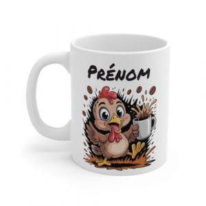 Teecustom Mug Hérisson Personnalisé – Tasse Café Mignonne et Énergique avec Prénom – Cadeau Original (Poule) (TeeCustom, neuf)