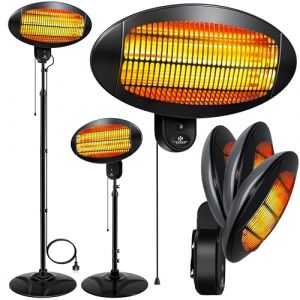 KESSER&reg; Chauffage radiant 2000 Watt ✓ Infrarouge ✓ Chauffage sur pied ✓ Chauffage de terrasse ✓ Terasses ✓ Radiateur ✓ R&eacute;glable en hauteur ✓ Radiateur &agrave; quartz ✓ Int&eacute;rieur - ext&eacute;rieur (WMK Trading GmbH, neuf)