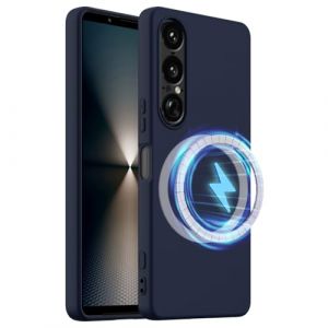 BRAND SET Coque pour Sony Xperia 1 VII Housse Silicone Souple Ultra-Mince de Couleur Pure, Doublure en Microfibre Housse Compatible avec Mag-Safe &Eacute;tui pour Sony Xperia 1 VII (Bleu Marine) (Brand Set, neuf)