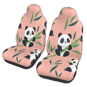 Entemne Paire de housses de si&egrave;ge avant de voiture - Motif panda mignon - Respirantes et &eacute;lastiques - Ajustement universel - Pour si&egrave;ge de voiture, camionnette, camion, SUV - D&eacute;coration int&eacute;rieure (HHengY, neuf)