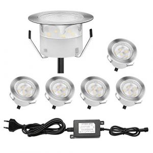 QACA Lot de 6 Spots LED Encastrable,Spots pour Escaliers Pont Lumière pour Jardin, Patio, Spots Luminaires LED Decoration les EscalierDC 12V Etanche IP67 (Blanc Froid) (SCQACA, neuf)