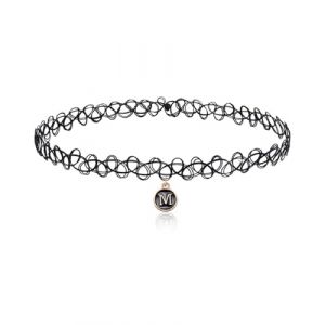 TPZORJX Collier Pendentif lettre initiale Personnalisée pour Femmes, Collier Élastique Collier Ras du Cou Noir Collier de Tatouage Tendance avec pendentif pour Femmes Filles Adolescent Cadeau(M) (Sunlaxy OU, neuf)