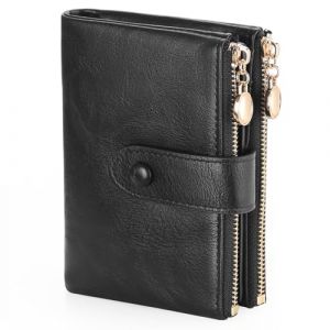 FALAN MULE Portefeuille Femme Cuir PU Cartes de Crédit Portefeuille RFID pour Femmes Double Fermeture éclair Porte Monnaie Grande Capacite pour 18 Cartes et 2 Fenêtre D'identification (FALAN MULE UK, neuf)