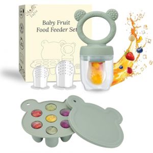 Zufio Grignoteuse b&eacute;b&eacute; - sans BPA Tetine grignoteuse b&eacute;b&eacute; 4M+ moule &agrave; glace au lait maternel conservation lait maternel - alimentateur de fruits en silicone (Green) (ZUFIO-FR, neuf)
