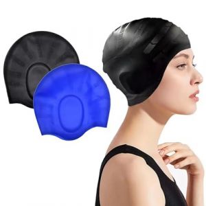 Reccisokz 2 pièces Bonnet de bain enfant,Bonnet de Bain Femme,Bonnet de bain homme,Bonnet de Bain Protection Oreille, Bonnet Piscine,Bonnet Natation, Bonnets de bain,Bonnet de Bain Etanche (Reccisokz, neuf)