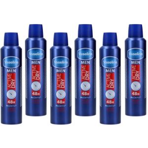 Vaseline Men Lot de 6 déodorants à sec actif ProDerma 48h sans alcool XXL 250 ml (Sibashop, neuf)