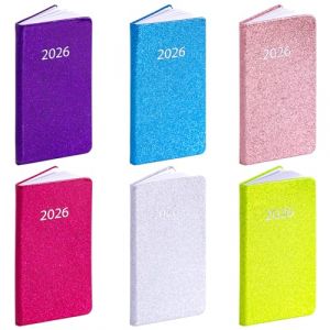 Agenda 2026 fin bleu sarcelle, or rose, argent, cerise paillet&eacute;, semainier 2026, ann&eacute;e compl&egrave;te, design fin &agrave; paillettes, taille 9-16 cm (paillettes or rose) (Click-it-, neuf)