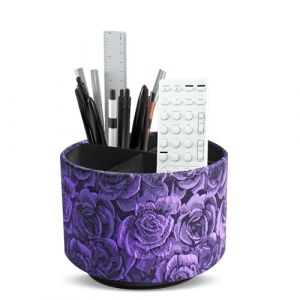 Czzmy Rotation range t&eacute;l&eacute;commande,Circulaire Support de t&eacute;l&eacute;commande en PU Cuir avec 4 Compartiments,Organisateur de bureau multifonction pour TV telecommande,Lunettes,Crayons(1-3D rose violet) (guangzhouchuanzhizhumaoyiyouxiangongsi, neuf)