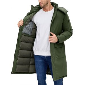 Voqeen Homme Manteau Longue Hiver Chaude Veste &agrave; Capuche D&eacute;tachable Coupe-vent Blouson Matelass&eacute; Grand Froid d'Ext&eacute;rieur (YCH_GO, neuf)
