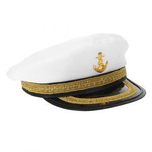 LIFKOME Chapeau Marin Blanc Unisexe Accessoire Costume F&ecirc;te D&eacute;guisement Casquette de Marin pour Hommes Femmes Cosplay (Yaeerang, neuf)