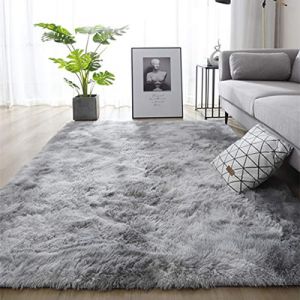 Leesentec Tapis Chambre Doux Tapis Salon Fourrure Decoration Salon Antidérapant Moelleux Tapis de Salon Moderne Shaggy Tapis de Sol Grand(Gris Blanc, 120 * 160cm) (Tema-DE, neuf)