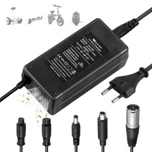 Chargeur Trotinette Electrique, Wyxron Chargeur Hoverboard 42V 2A Chargeur Overboard avec 5 Connecteurs Intégré Ventilateur pour 36v Li-Batterie, pour Hoverboard/E-Scooter/Planche à Dérive (huanaistore, neuf)