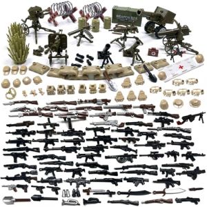 Felicify Soldat Militaire Jouet, Kit de Jouet Militaire, 158 Pièces Figurine Militaire, WW2 Soldats Jouets, Arme Jouets WW2, Cadeau d'anniversaire pour Enfants (Lively Mistral, neuf)