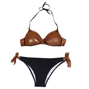 Maillot De Bain Transbronzant Femme Maillot de Bain Deux pièces Femme Bikini Maillot de Bain Taille Haute Bikini Ensemble Maillot de Bain Maillot De Bain Bronzant Femme (Brown, XXL) (Principal-LIKE, neuf)