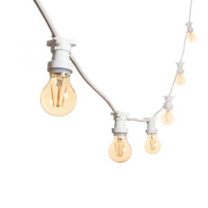 m MU 50M Guirlande Lumineuse Exterieure E27 50 Douilles 5 * 10 Metres, 50 Ampoules S14 LED 2W (= 15W), Blanc C&acirc;ble Extensible Jusqu'&agrave; 500M IP54 Exterieur Jardin Mariage | 50M, BLANC, 50 Ampoules (mulin srls, neuf)
