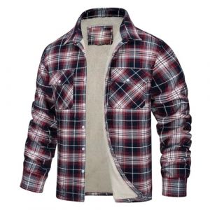Darringls Chemise de b&ucirc;cheron &agrave; carreaux pour homme - Veste int&eacute;rieure en polaire - Chemise thermique chaude en flanelle - Pour homme - Mode d'hiver - Veste d'ext&eacute;rieur d&eacute;contract&eacute;e &agrave; carreaux - Poche (Darringls, neuf)